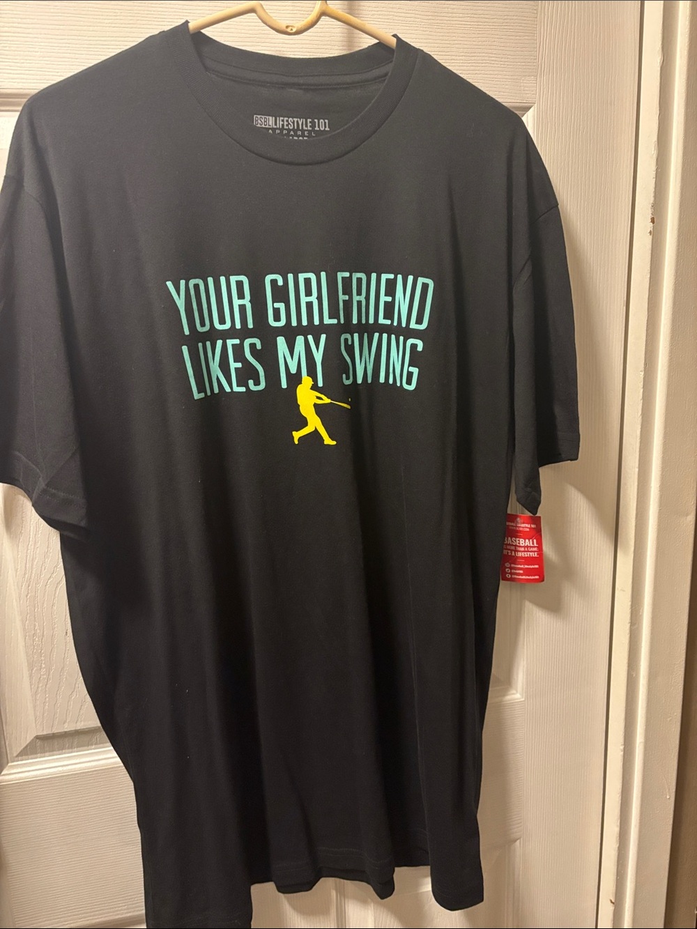 Men's Black Graphic Tee — Your Girlfriend Likes My Swing